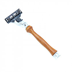 Rasoir  avec manche en bois de mirabellier pour lame Gillette  mach 3